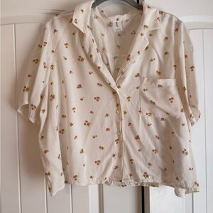 Abound Cream and Pink Floral Shirt